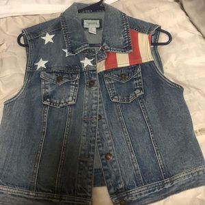 American flag denim vest